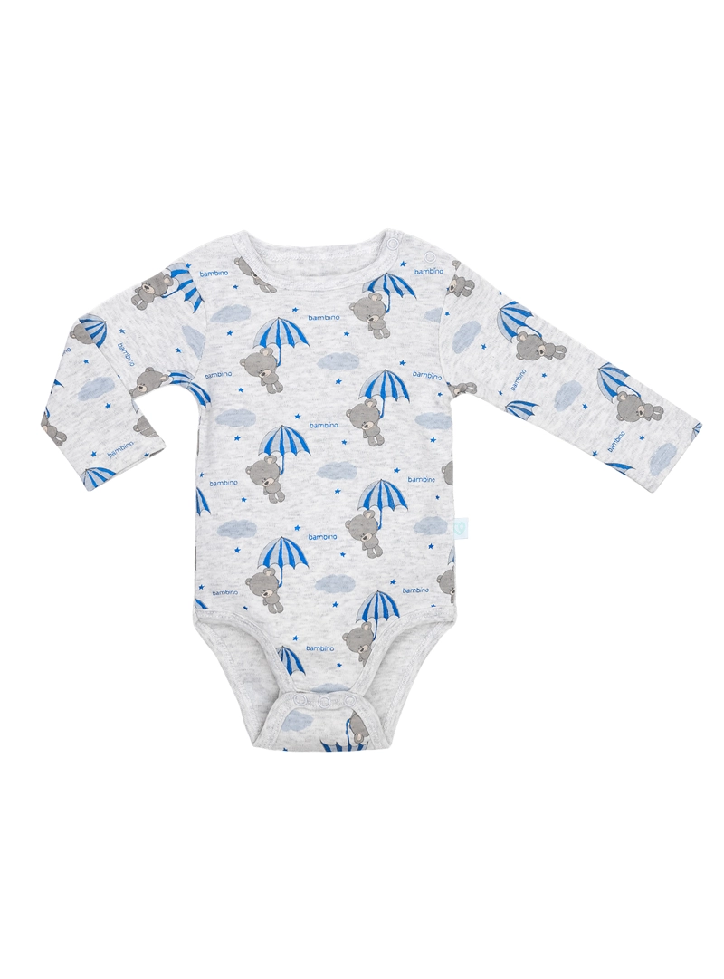 SET BODY ALGODON UNISEX BAMBINO CELESTE 2 PIEZAS MANGA LARGA OSO - 4