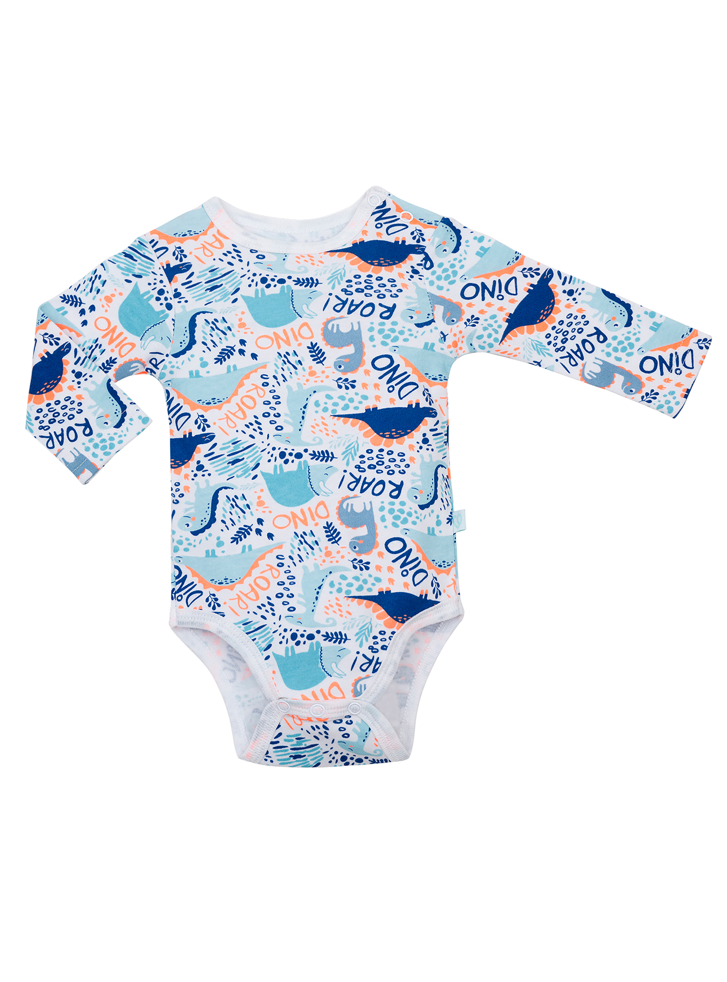 SET BODY ALGODON UNISEX BAMBINO AZUL 2 PIEZAS MANGA LARGA DINOSAURIO - 4