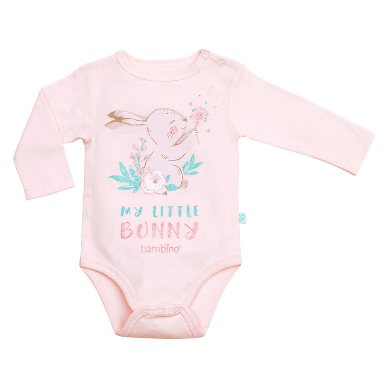 SET BODY ALGODON UNISEX BAMBINO ROSA 2 PIEZAS MANGA LARGA CONEJO DO - 3