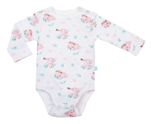 SET BODY ALGODON UNISEX BAMBINO ROSA 2 PIEZAS MANGA LARGA CONEJO DO - 4