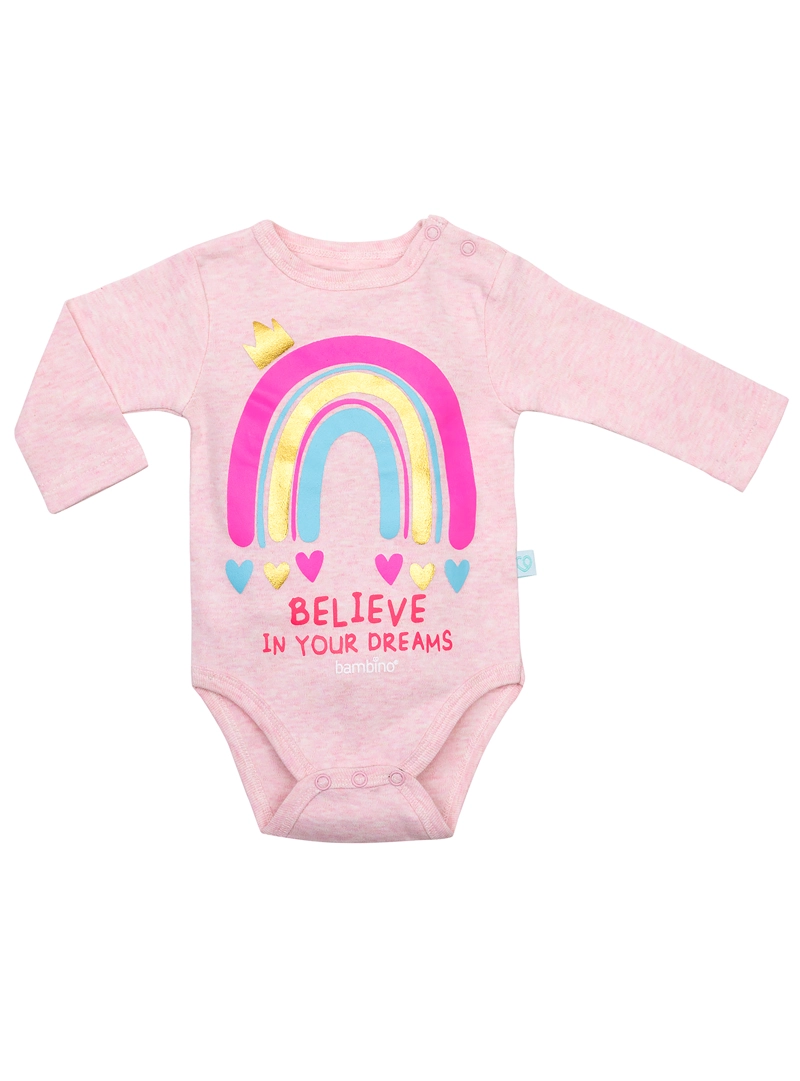 PACK 2 BODY ALGODON NIÑA BAMBINO ROSADO MANGA LARGA ARCOIRIS - 3