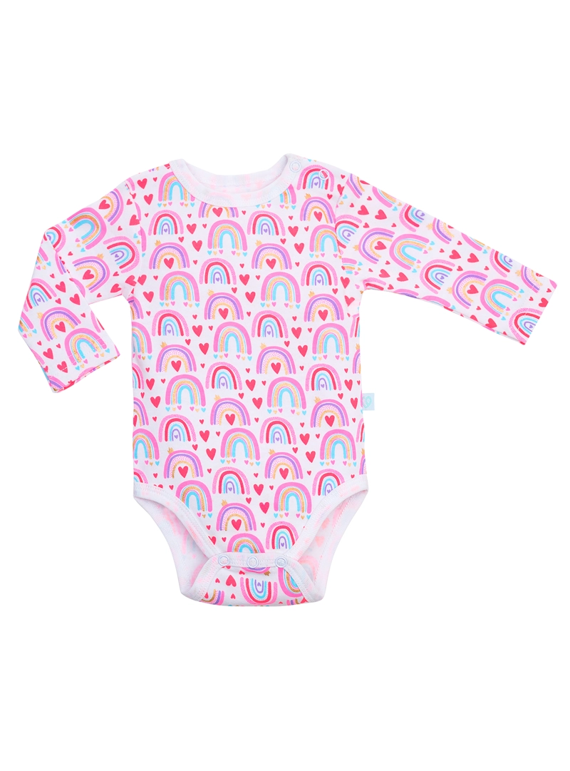 PACK 2 BODY ALGODON NIÑA BAMBINO ROSADO MANGA LARGA ARCOIRIS - 4
