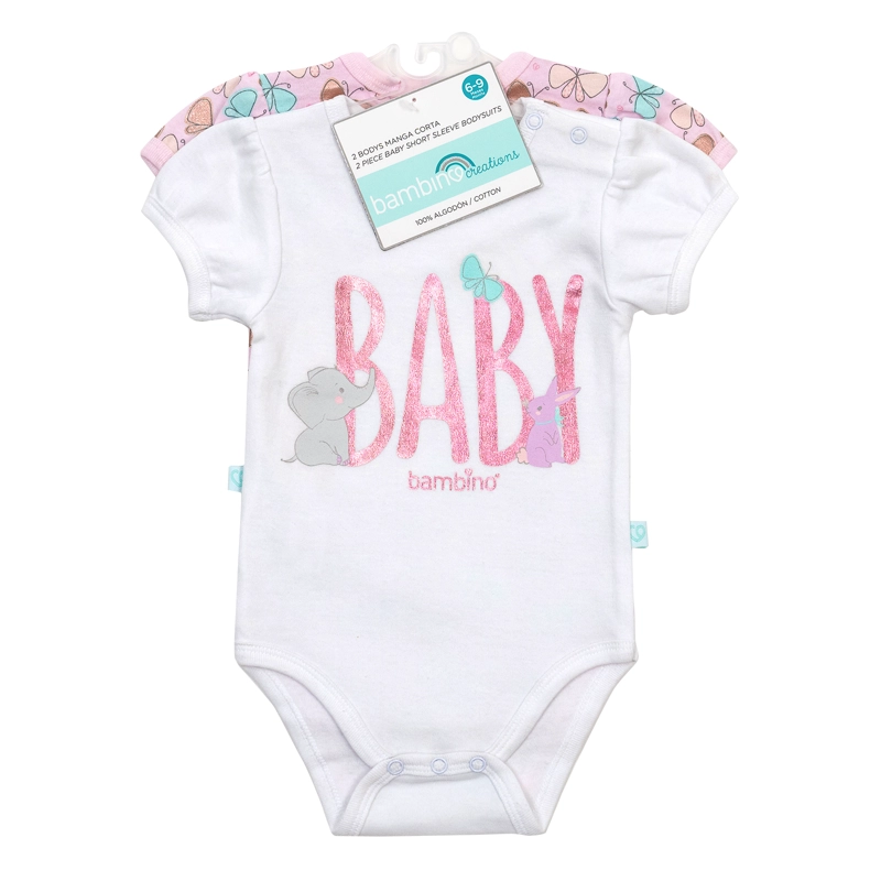 PACK 2 BODY ALGODON NIÑA BAMBINO BLANCO MANGA CORTA MARIPOSA - 1
