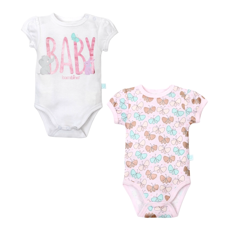 PACK 2 BODY ALGODON NIÑA BAMBINO BLANCO MANGA CORTA MARIPOSA - 2