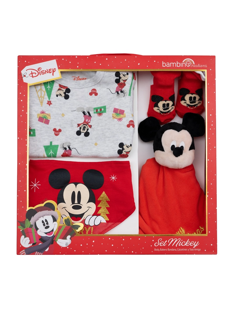 SET 4 PIEZAS NAVIDAD GRIS MICKEY NIÑO 18-24 MESES - 1