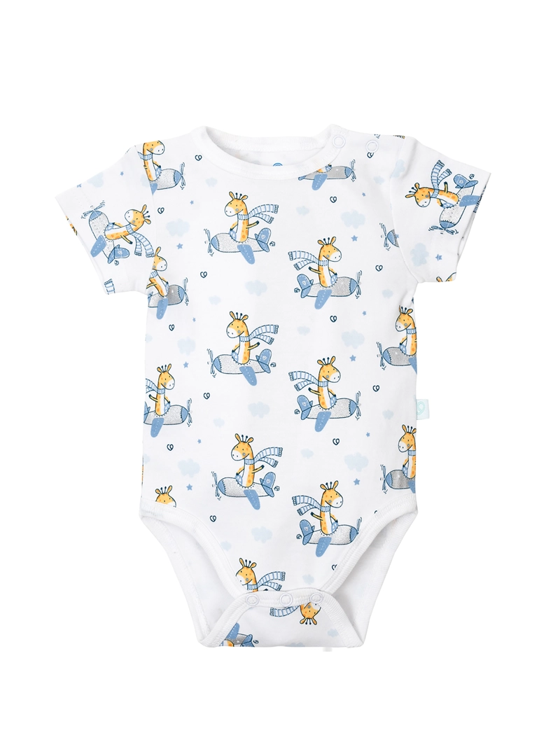 PACK 2 BODY ALGODON NIÑO BAMBINO CELESTE MANGA CORTA JIRAFA 12-18M - 4