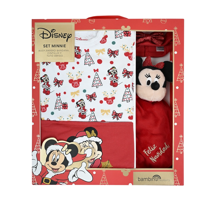 SET 4 PIEZAS NAVIDAD MINNIE MUERDAGO NIÑA - 1