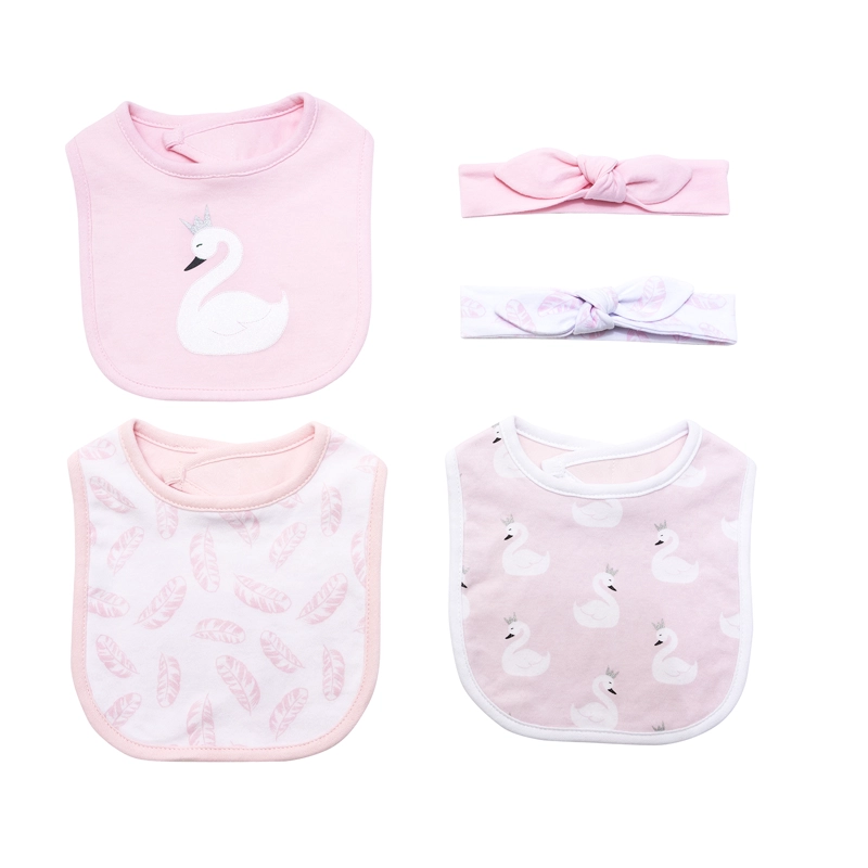 SET BABEROS ALGODÓN NIÑA BAMBINO + CINTILLOS CISNE - 2