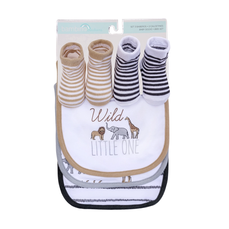 SET BABEROS ALGODÓN NIÑO BAMBINO + CALCETINES WILD - 1