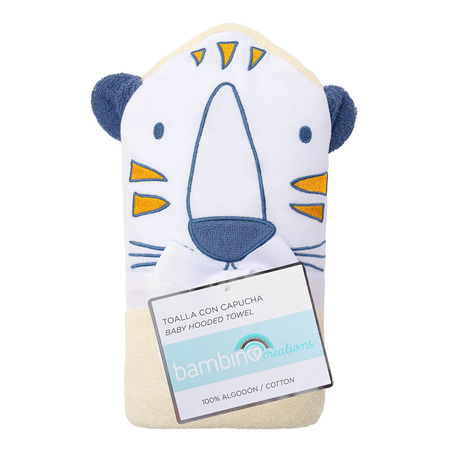 TOALLA CON CAPUCHA BEIGE TIGRE NIÑO - 1
