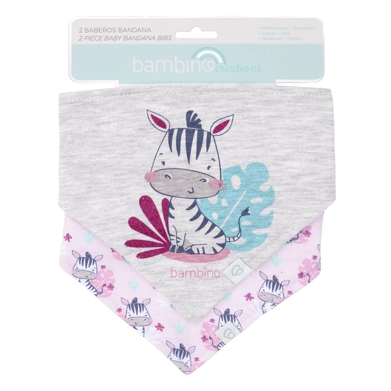 SET BAMBINO 2 BABERO BANDANA ROSADO CEBRA NIÑA - 1