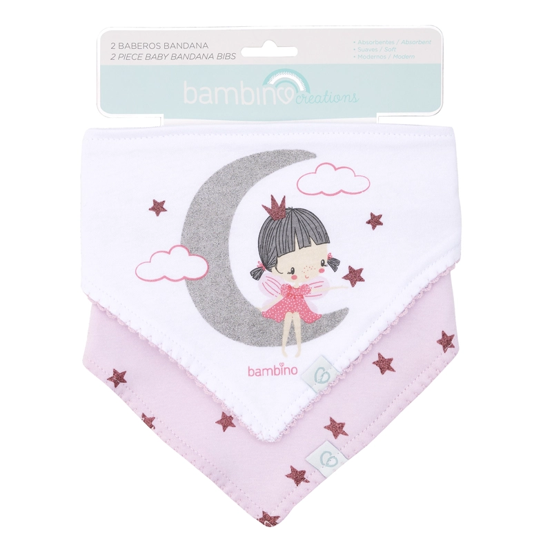 SET BAMBINO 2 BABERO BANDANA NIÑA LUNA GRIS - 1