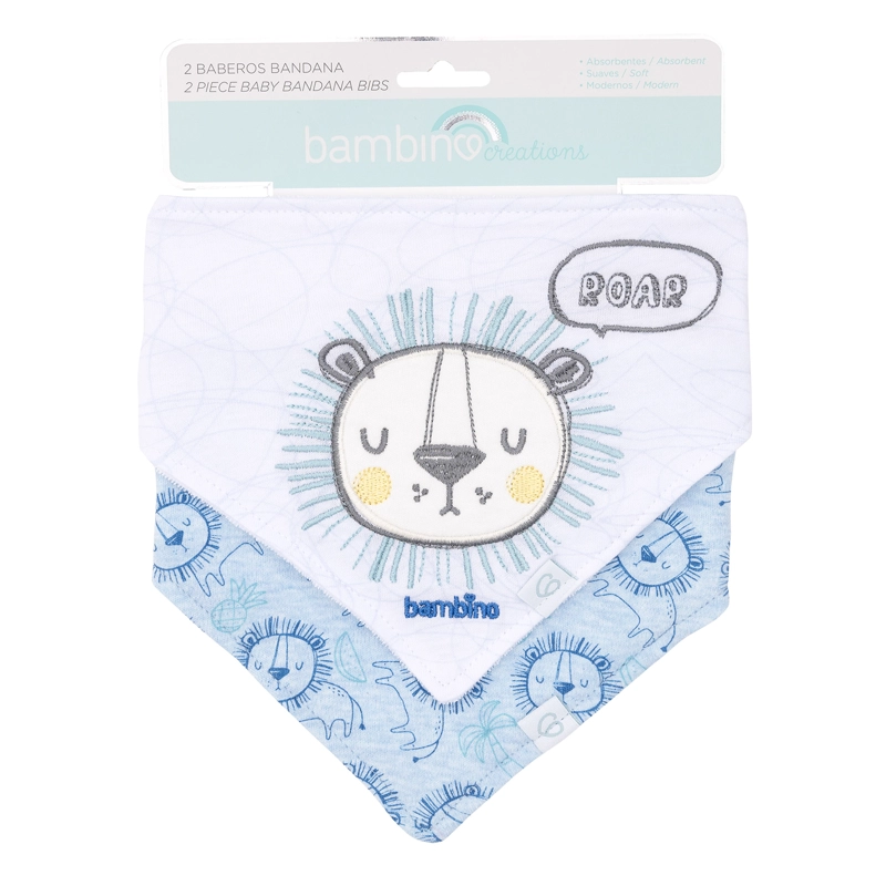 SET BAMBINO 2 BABERO BANDANA LEON NIÑO BLANCO - 1