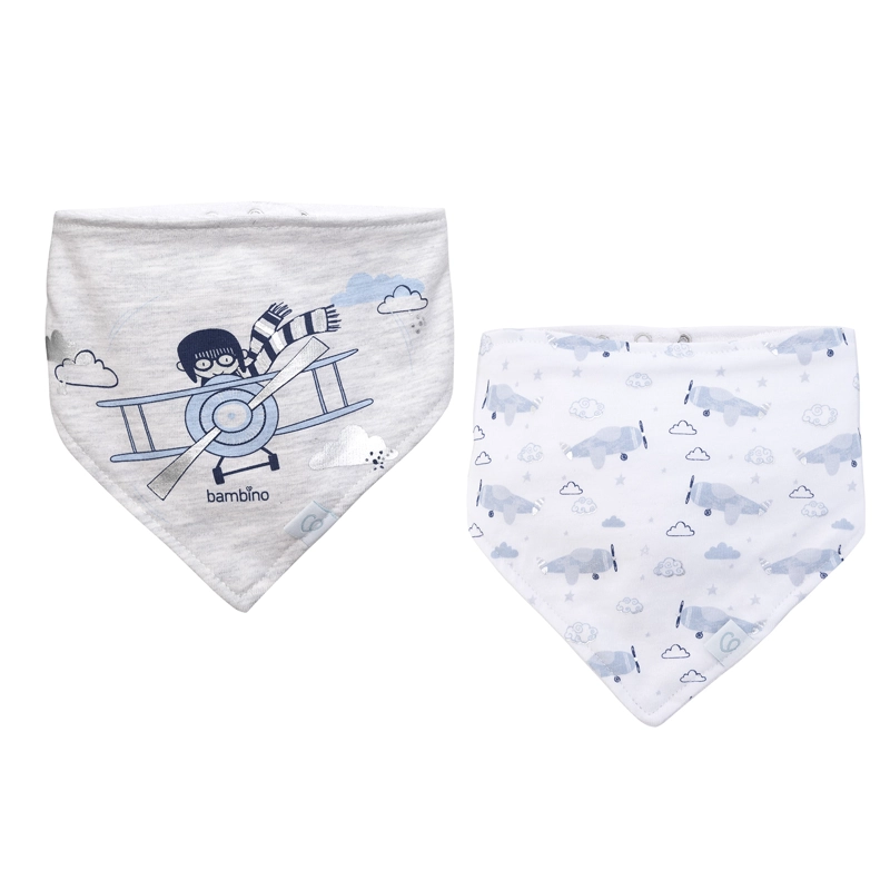SET BAMBINO 2 BABERO BANDANA AVION NIÑO GRIS - 2