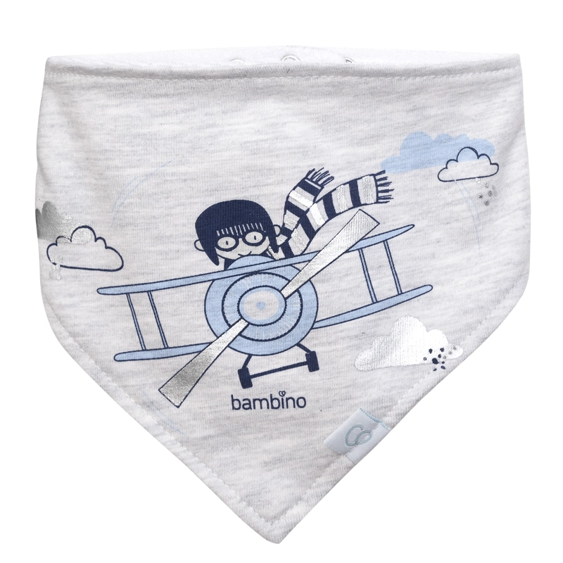 SET BAMBINO 2 BABERO BANDANA AVION NIÑO GRIS - 3