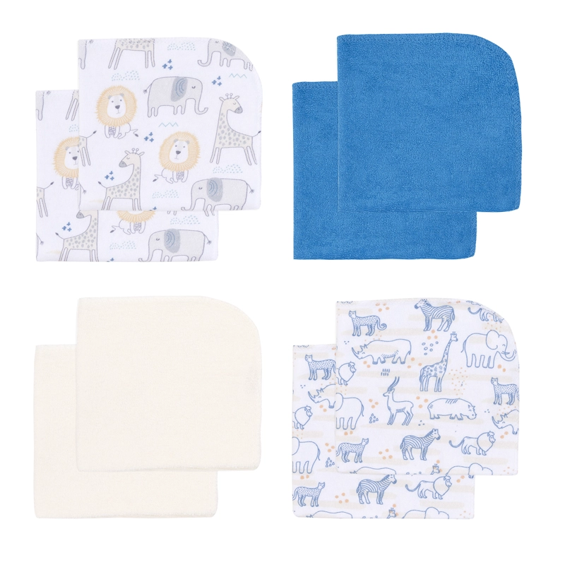 SET 8 TOALLITAS DE LIMPIEZA AZUL ANIMALES NIÑO - 2