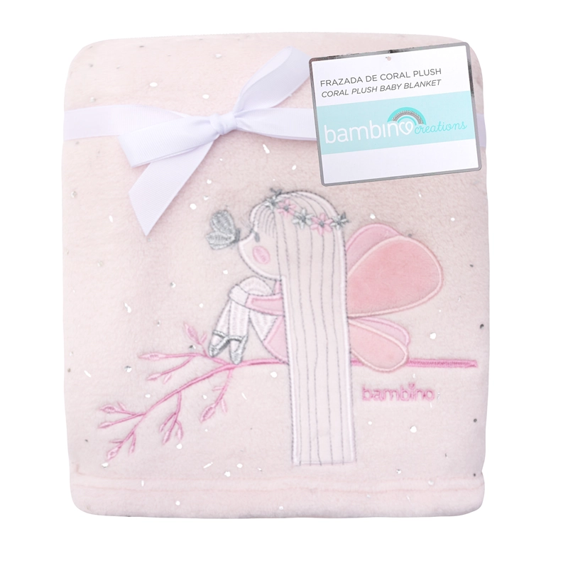 FRAZADA DE CORAL PLUSH ROSADO HADA NIÑA - 1