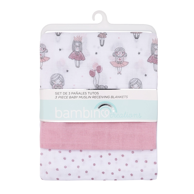 SET 3 PAÑALES ALGODÓN NIÑA BAMBINO ROSADO TUTO - 1