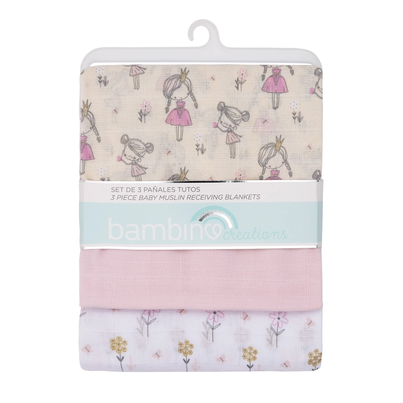 SET 3 PAÑALES ALGODÓN NIÑA BAMBINO BEIGE TUTO PRINCESAS - 1