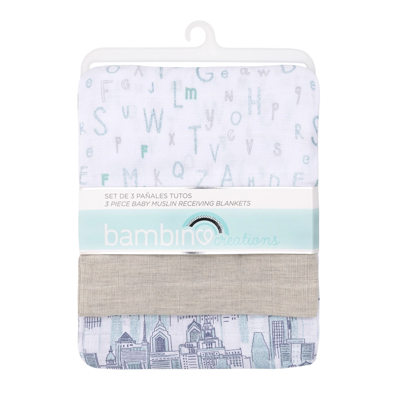 SET 3 PAÑALES ALGODÓN NIÑO BAMBINO GRIS TUTO ABECEDARIO - 1