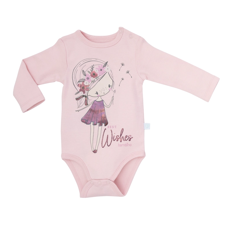 PACK 2 BODY ALGODON NIÑA BAMBINO ROSADO MANGA LARGA HADA 12 18 MESES - 3