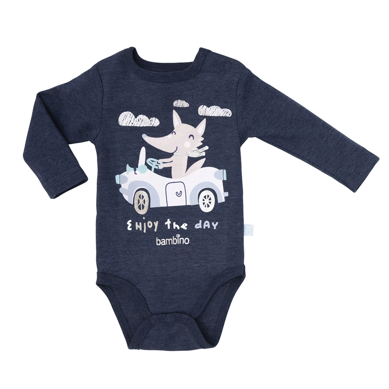PACK 2 BODY ALGODON NIÑO BAMBINO AZUL MANGA LARGA ZORRO 12 18 MESES - 3