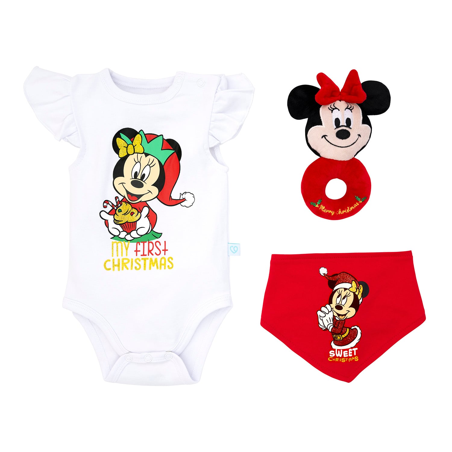 SET PARA BEBE ALGODON NIÑA BAMBINO ROJO 3 PIEZAS NAVIDAD DISNEY MINNIE 0 3 MESES - 2