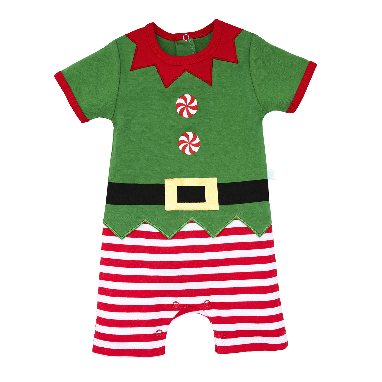 ENTERITO ALGODON NIÑO BAMBINO ROJO NAVIDAD DUENDE VERDE 3-6 MESES - 2
