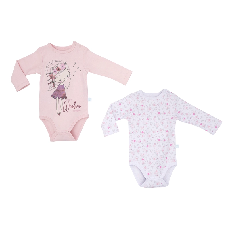 PACK 2 BODY ALGODON NIÑA BAMBINO ROSADO MANGA LARGA HADA 6 9 MESES - 2