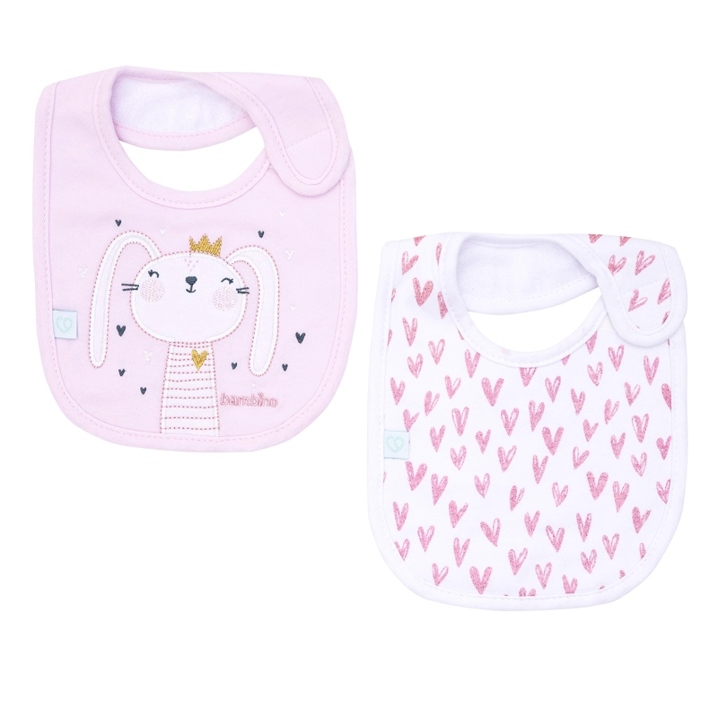SET BAMBINO 2 BABERO ALGODÓN IMPERMEABLE CONEJITA NIÑA ROSADO - 2