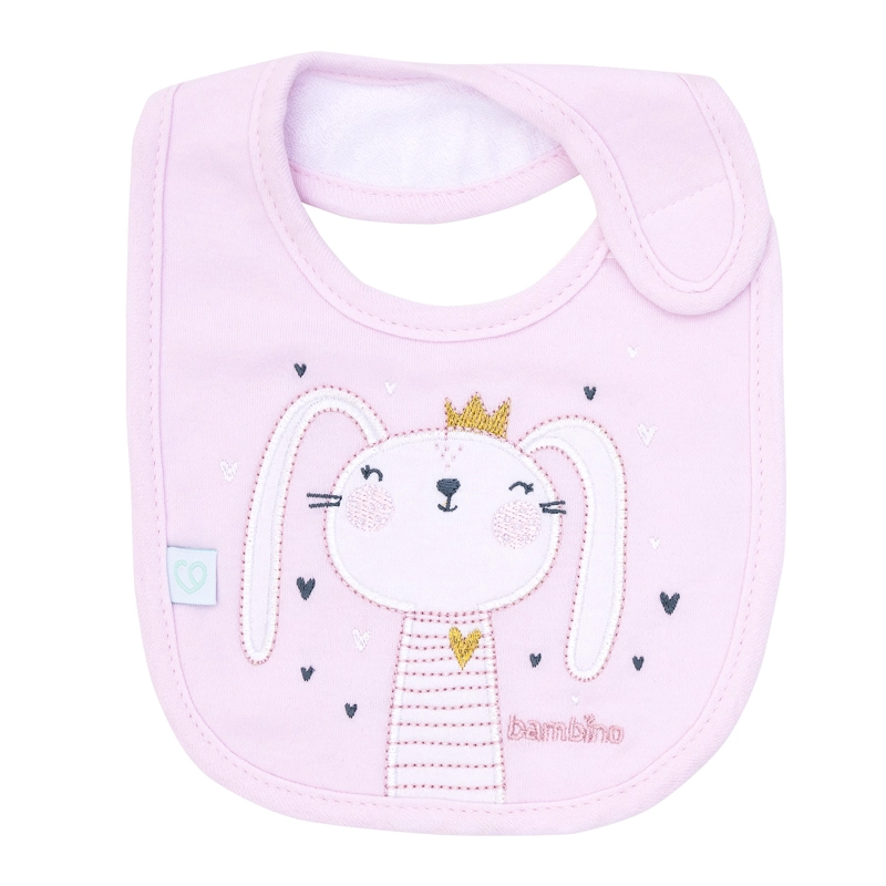 SET BAMBINO 2 BABERO ALGODÓN IMPERMEABLE CONEJITA NIÑA ROSADO - 3