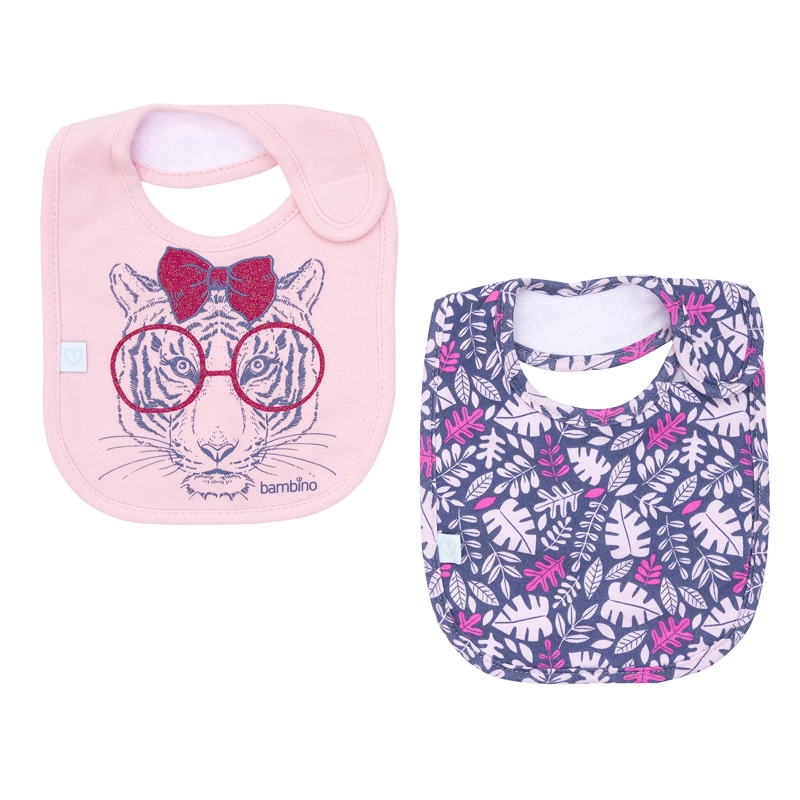 SET BAMBINO 2 BABERO ALGODÓN IMPERMEABLE TIGRESA NIÑA AZUL - 2