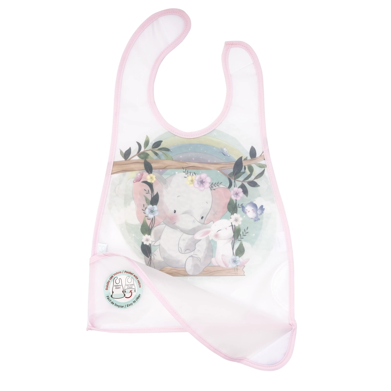 BABERO BAMBINO ALIMENTACIÓN ROSADO ELEFANTE NIÑA - 2