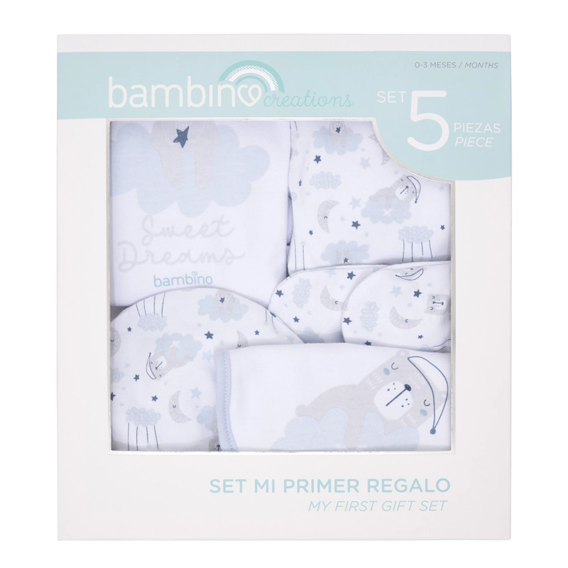 BABY GIFT BAMBINO SET 5 PIEZAS BLANCO OSO NIÑO - 1