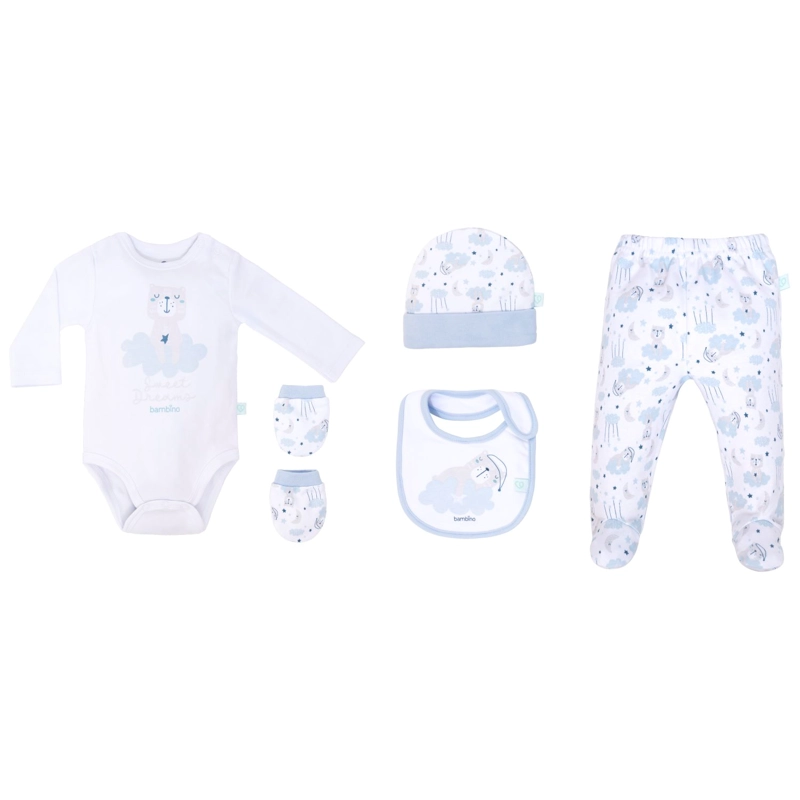 BABY GIFT BAMBINO SET 5 PIEZAS BLANCO OSO NIÑO - 2