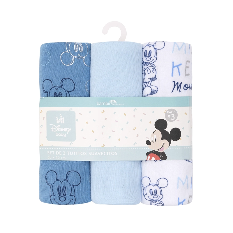 SET 3 TUTITOS SUAVECITOS AZUL CARITA MICKEY NIÑO - 1