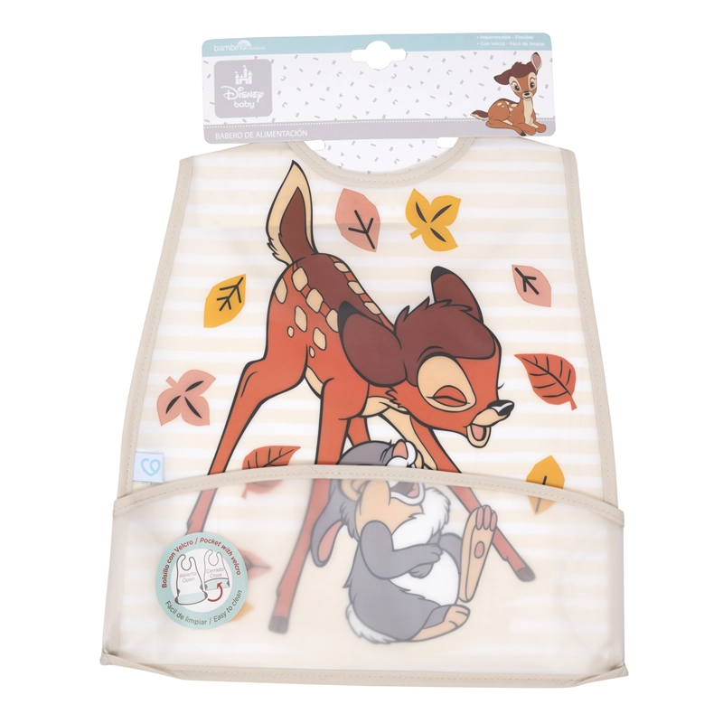 BABERO BAMBINO ALIMENTACIÓN BAMBI UNISEX CON LINEAS CAFÉ - 1