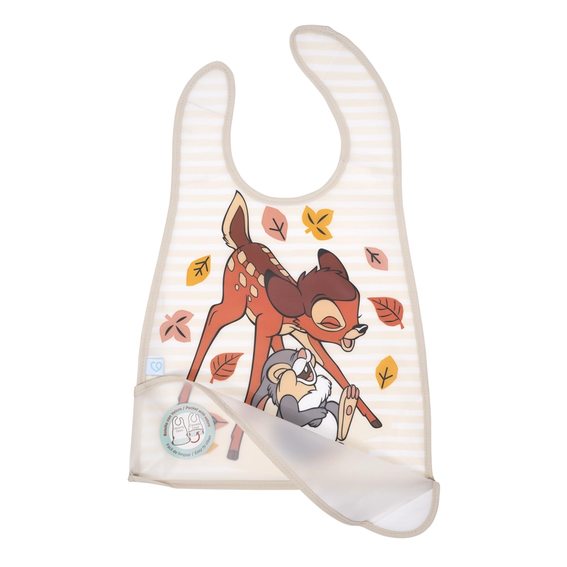 BABERO BAMBINO ALIMENTACIÓN BAMBI UNISEX CON LINEAS CAFÉ - 2