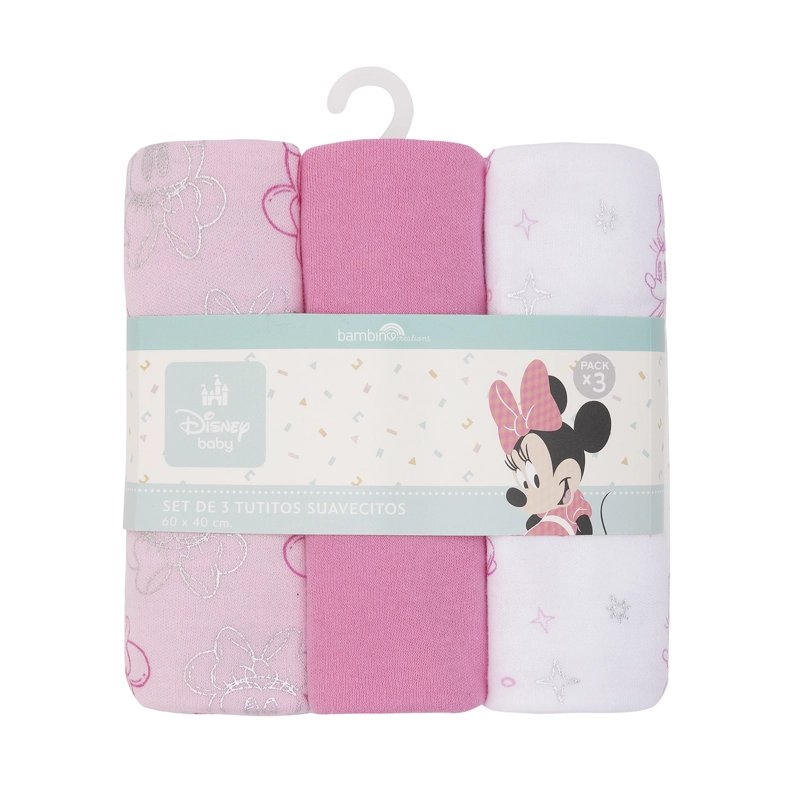 SET 3 TUTITOS SUAVECITOS ROSADO CARITA MINNIE NIÑA - 1