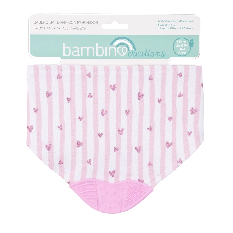 BABERO BAMBINO MORDEDOR CORAZONES NIÑA BLANCO - 1
