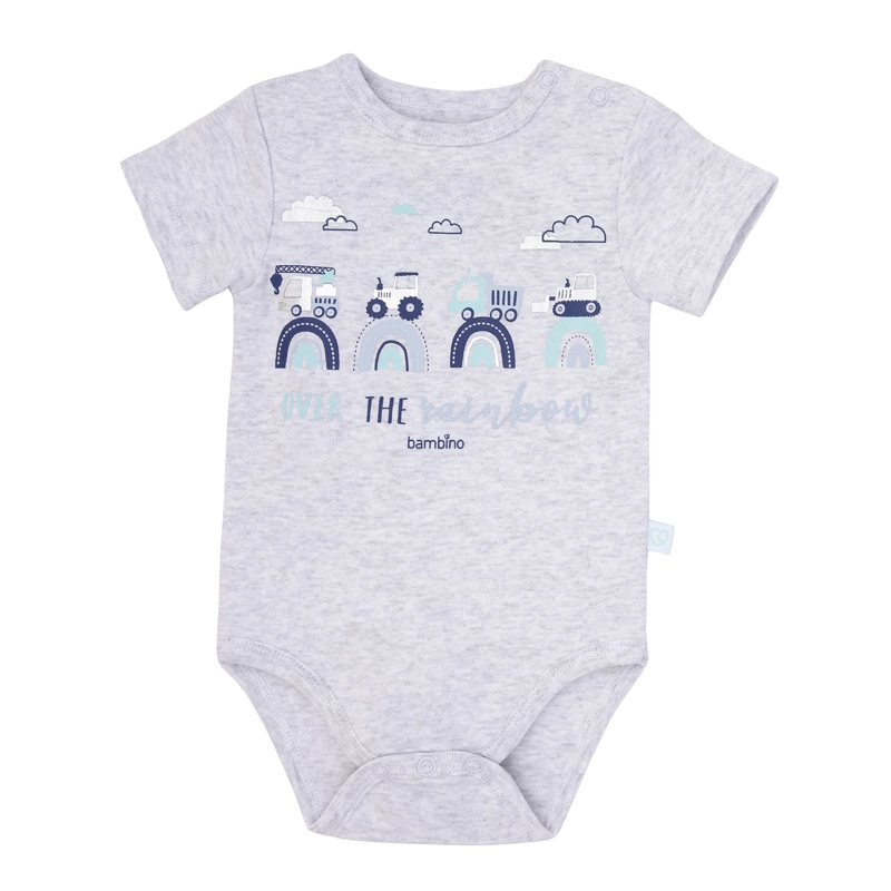 SET 2 BODYS MANGA CORTA GRIS TRANSPORTES BEBE  0-3 MESES - 3