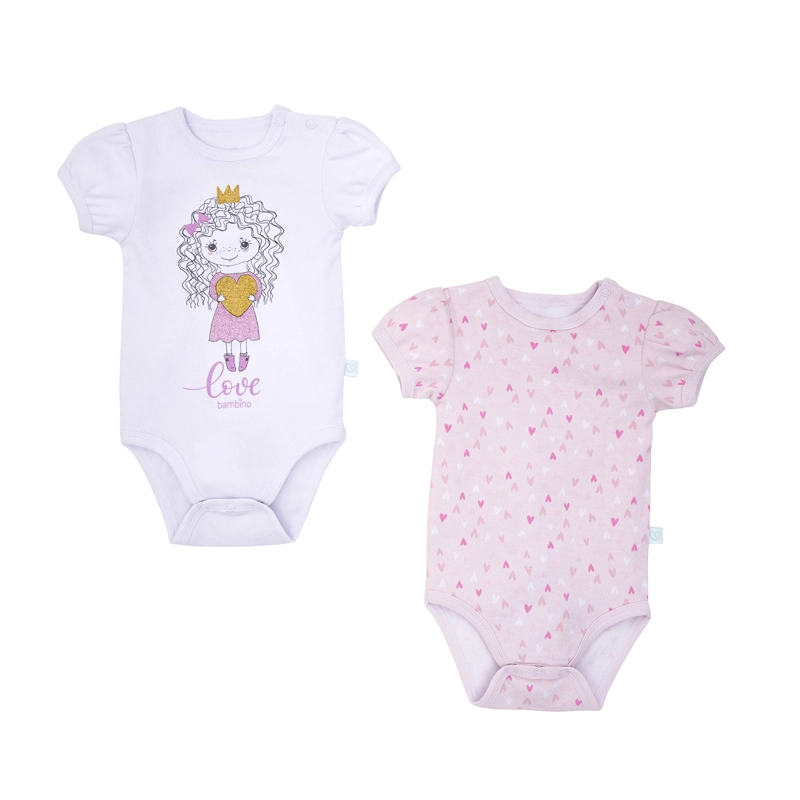 SET 2 BODYS MANGA CORTA ROSADO PRINCESA NIÑA 0 - 3 MESES - 2