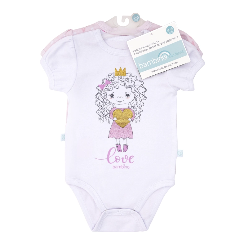 SET 2 BODYS MANGA CORTA ROSADO PRINCESA NIÑA 18 - 24 MESES - 1