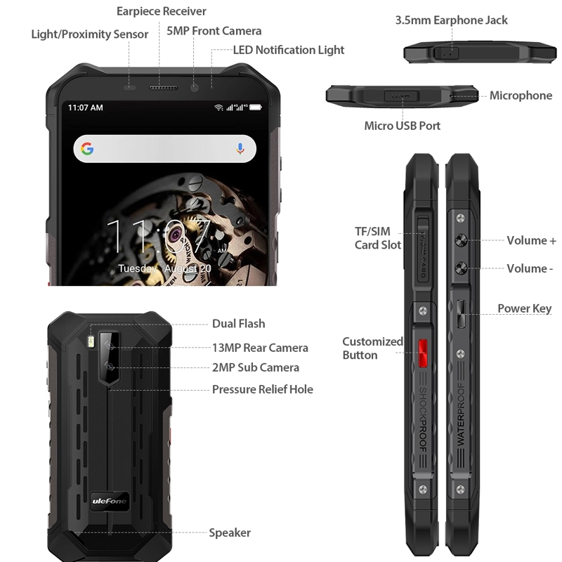 CELULAR ULEFONE ARMOR X5 5.5 " RESISTENTE GOLPES CAIDAS AGUA IP68 MILITAR ANDROID 11 DUALSIM NFC GPS - 4