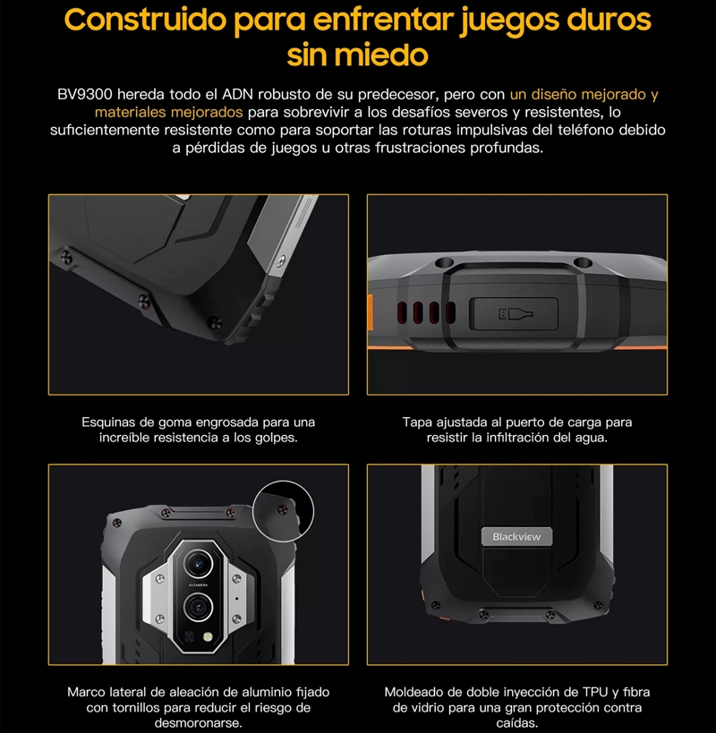 CELULAR BLACKVIEW BV9300 256 GB 12 GB RAM 50 MP 6.7 " RESISTENTE GOLPE AGUA BATERÍA 15000MAH 2SIM - 3