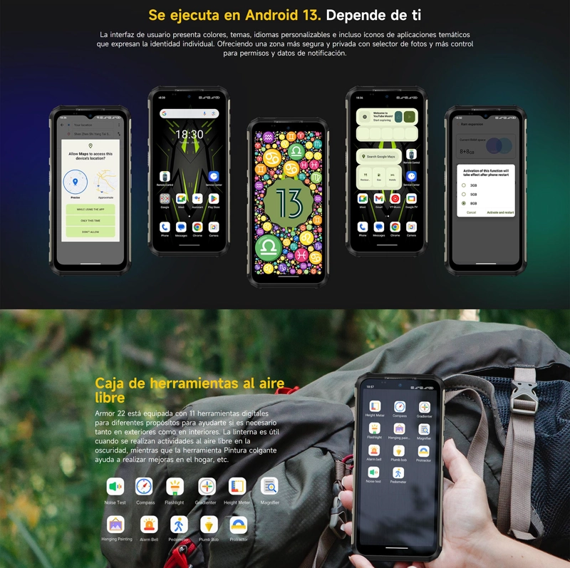 CELULAR ULEFONE ARMOR 22 128 GB 8 GB RAM 64 MP 6.5 " ANDROID 13 DUALSIM RUGGED - 8