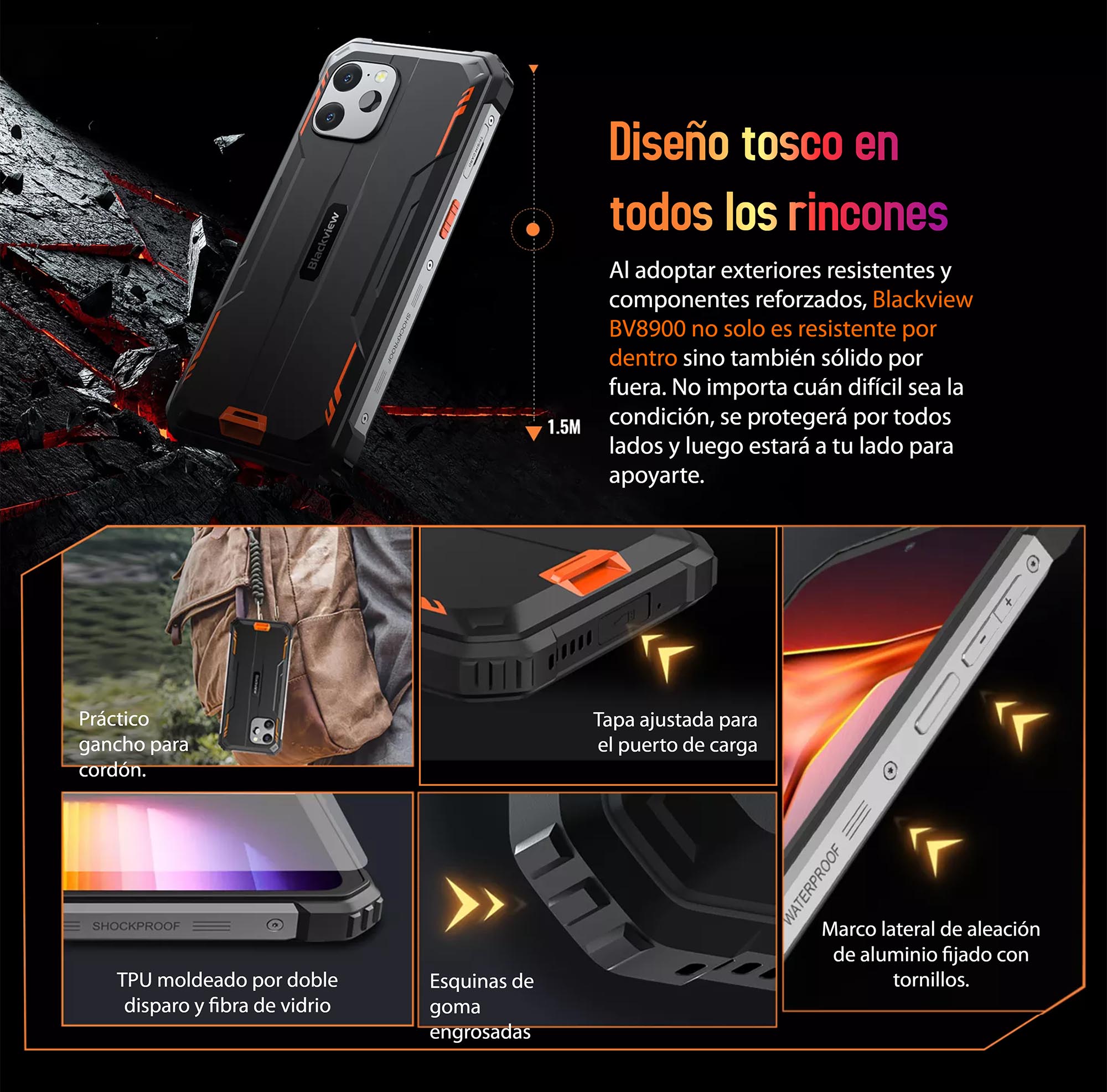 CELULAR BLACKVIEW BV8900 256 GB 8 GB RAM 64MP 6.5 " CON CÁMARA TÉRMICA TERMOGRÁFICA INFRARROJOS FLIR - 6