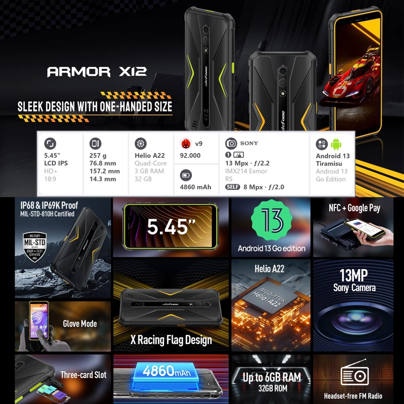 CELULAR ULEFONE ARMOR X12 32 GB 3 GB RAM 13 MP 5.4 " ANDROID 13 DUALSIM RUGGED - 2