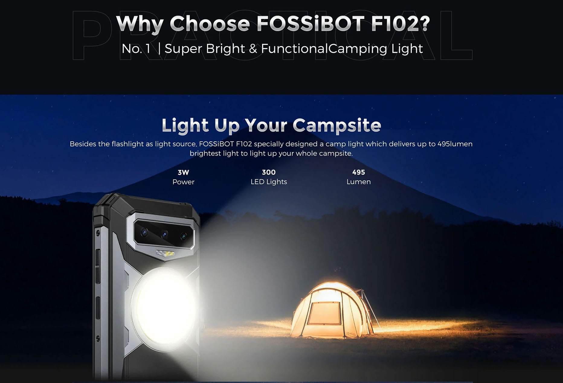 CELULAR FOSSIBOT F102 256 GB 12 GB RAM 108 MP 6.6 " RESISTENTE GOLPES AGUA LINTERNA 495 LÚMENES - 3