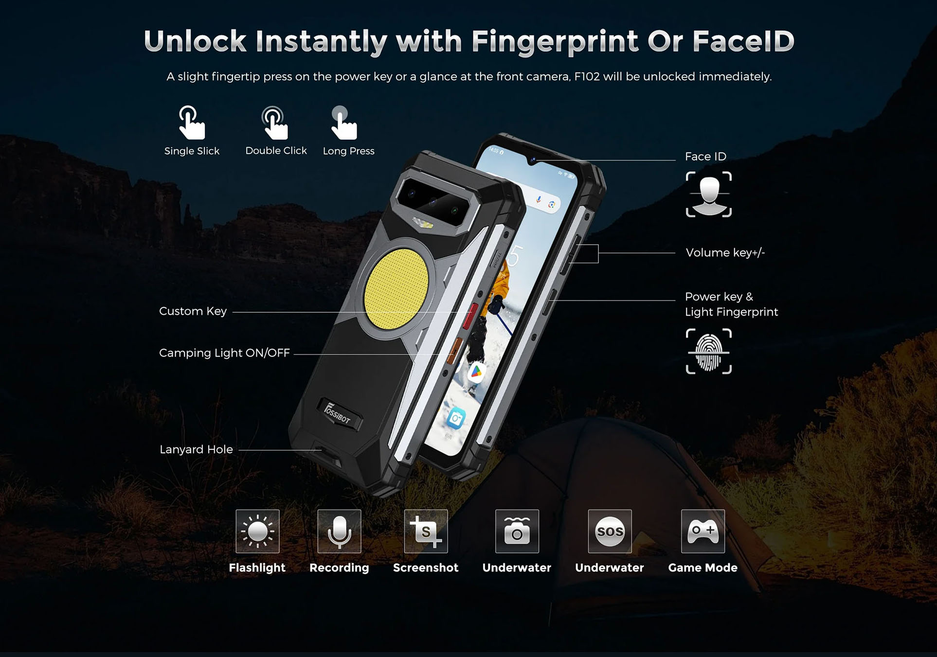 CELULAR FOSSIBOT F102 256 GB 12 GB RAM 108 MP 6.6 " RESISTENTE GOLPES AGUA LINTERNA 495 LÚMENES - 9